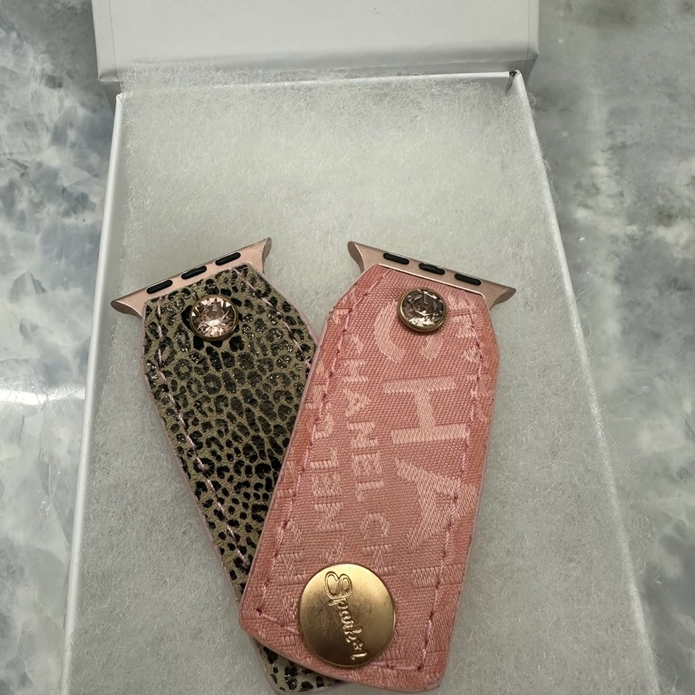 CHANEL Pink and Leopard Apple Watch Band Adapters